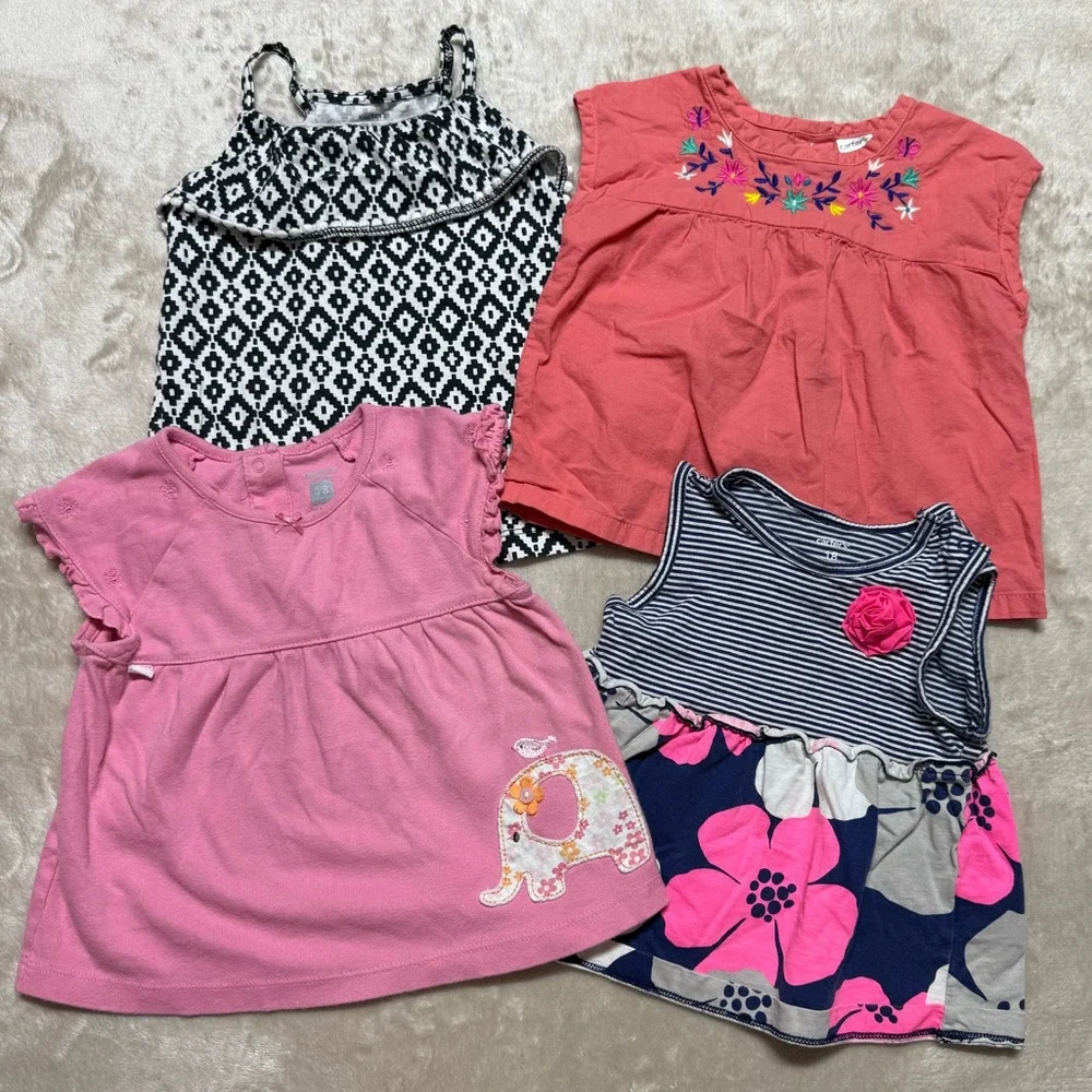 Carter’s | Toddler Baby Girl Short Sleeve Floral Tops Bundle Lot | 18M